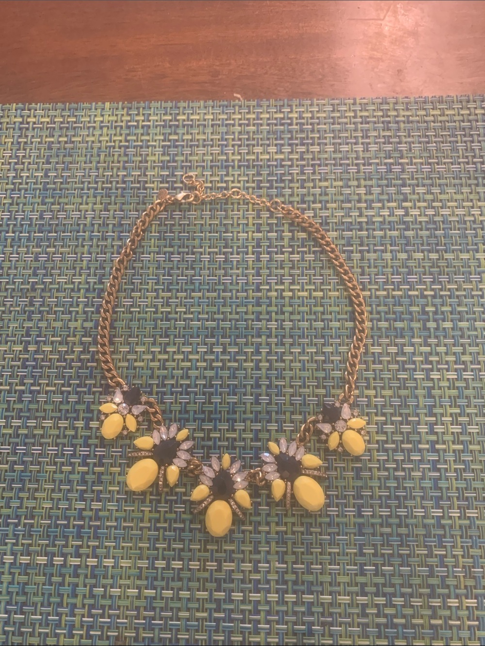 Jcrew Statement Necklace with Yellow Gem Clusters